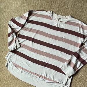 Thread & Supply Burgundy and Pink Striped Long Sleeve light SweatShirt
